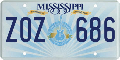 MS license plate ZOZ686