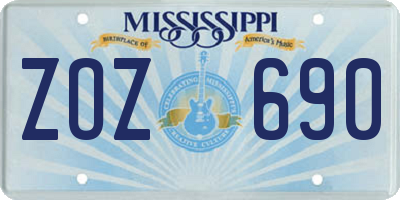 MS license plate ZOZ690