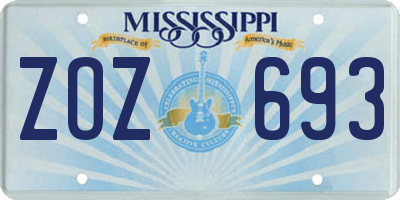MS license plate ZOZ693