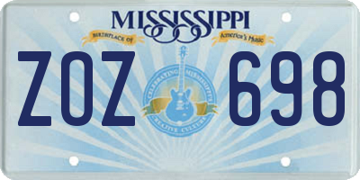 MS license plate ZOZ698