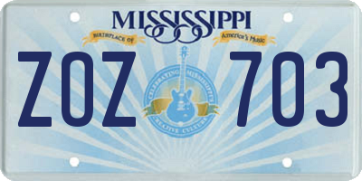 MS license plate ZOZ703
