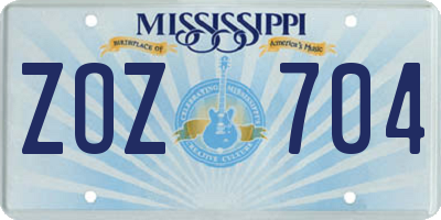 MS license plate ZOZ704