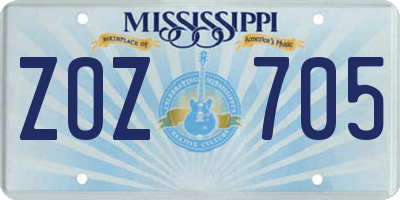 MS license plate ZOZ705