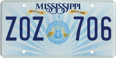 MS license plate ZOZ706