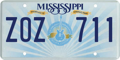 MS license plate ZOZ711