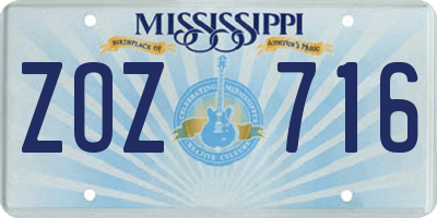 MS license plate ZOZ716