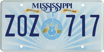 MS license plate ZOZ717