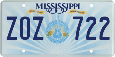 MS license plate ZOZ722