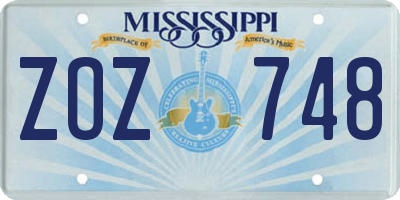 MS license plate ZOZ748