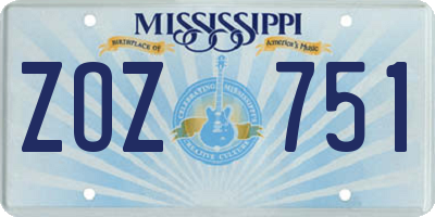 MS license plate ZOZ751