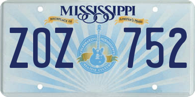 MS license plate ZOZ752