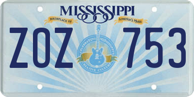 MS license plate ZOZ753