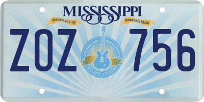 MS license plate ZOZ756