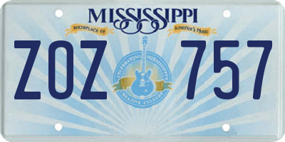 MS license plate ZOZ757