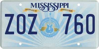 MS license plate ZOZ760