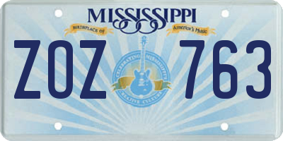 MS license plate ZOZ763