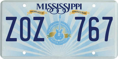 MS license plate ZOZ767