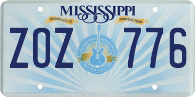 MS license plate ZOZ776