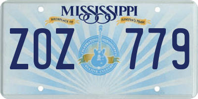 MS license plate ZOZ779