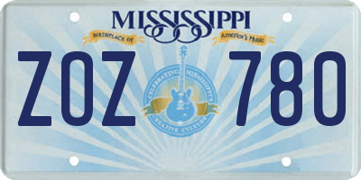 MS license plate ZOZ780