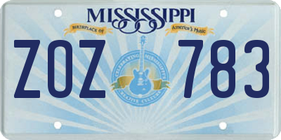 MS license plate ZOZ783
