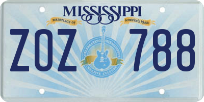 MS license plate ZOZ788