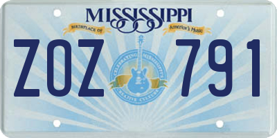 MS license plate ZOZ791