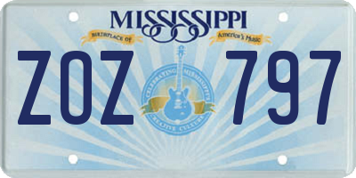 MS license plate ZOZ797