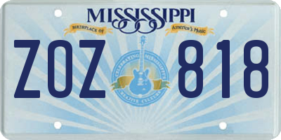 MS license plate ZOZ818