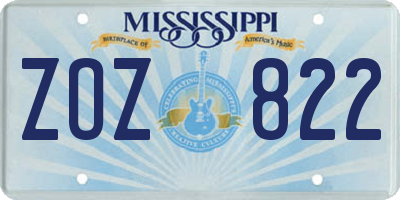 MS license plate ZOZ822