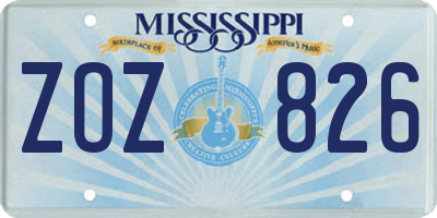 MS license plate ZOZ826