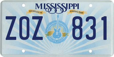MS license plate ZOZ831