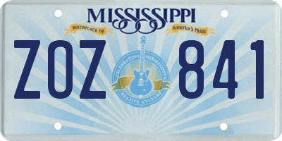 MS license plate ZOZ841