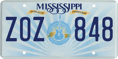 MS license plate ZOZ848