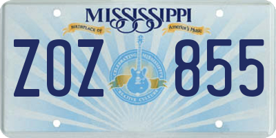MS license plate ZOZ855