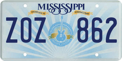 MS license plate ZOZ862