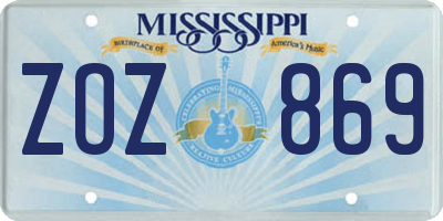 MS license plate ZOZ869