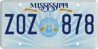 MS license plate ZOZ878