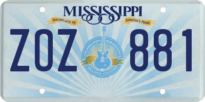 MS license plate ZOZ881