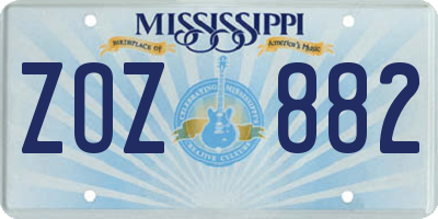 MS license plate ZOZ882