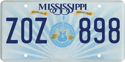 MS license plate ZOZ898