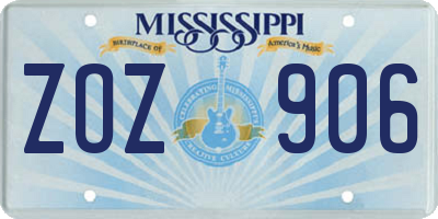 MS license plate ZOZ906