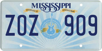 MS license plate ZOZ909