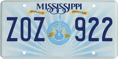 MS license plate ZOZ922