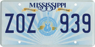 MS license plate ZOZ939