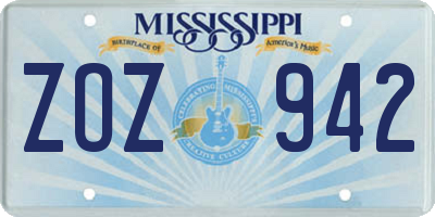 MS license plate ZOZ942