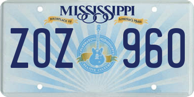 MS license plate ZOZ960