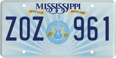 MS license plate ZOZ961