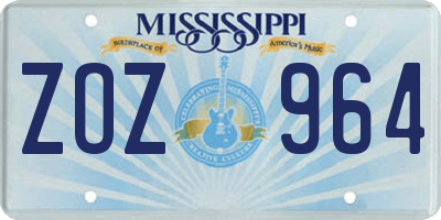 MS license plate ZOZ964
