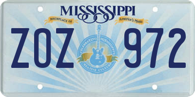 MS license plate ZOZ972
